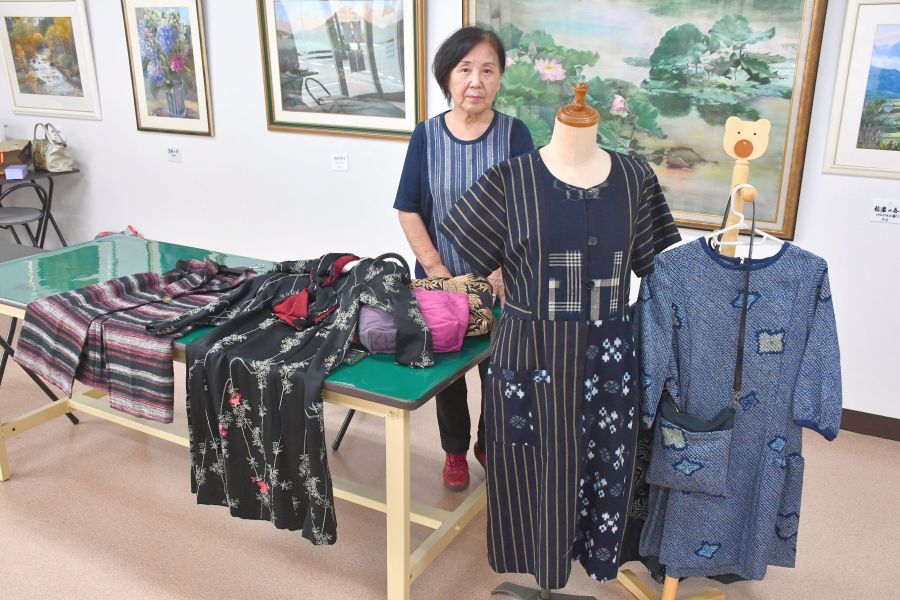 着物地の服やバッグなど展示販売 3日からえのぐ箱で樋口康江  