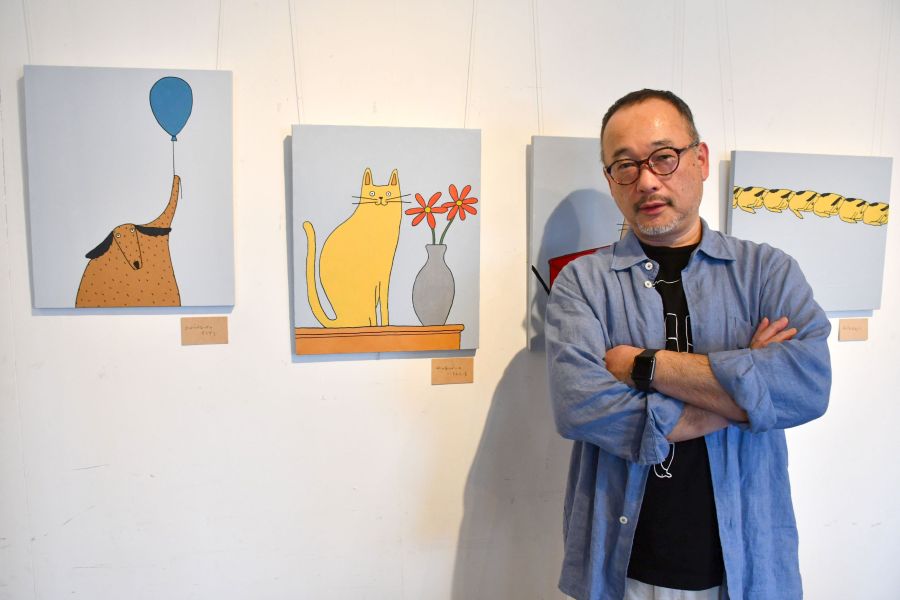 愛らしい動物のペン画中心に 伊東屋珈琲2号店で唐澤さん個展 | 桐生