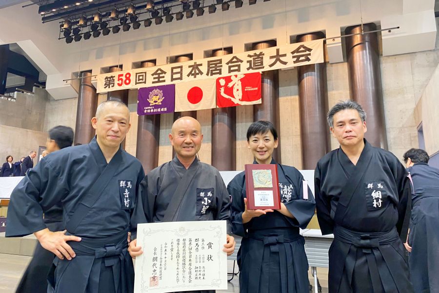 全日本居合道大会で快挙 群馬初の団体３位入賞 桐生の同好会所属２人が