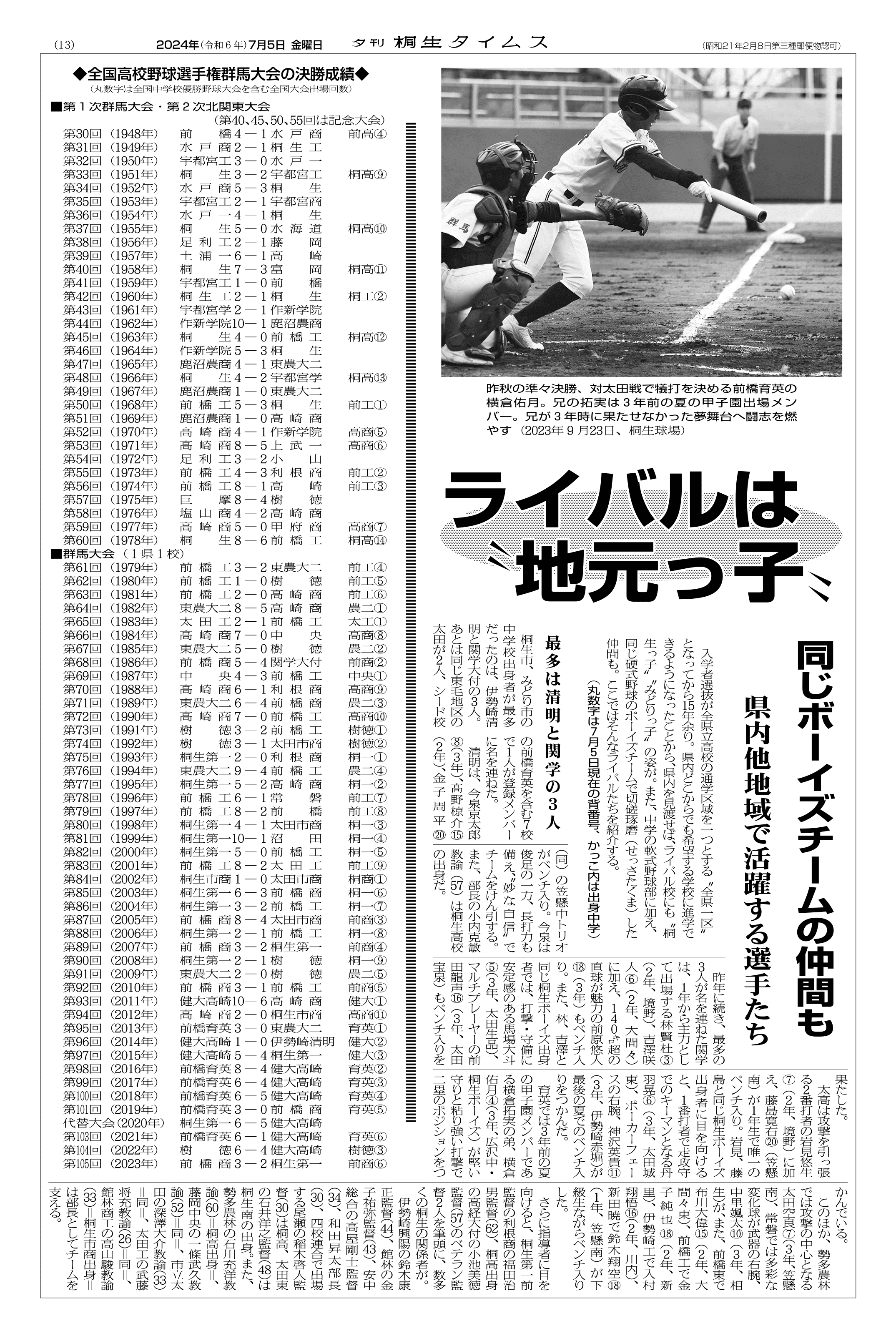 2024年07月05日の紙面（13面） | 桐生タイムス