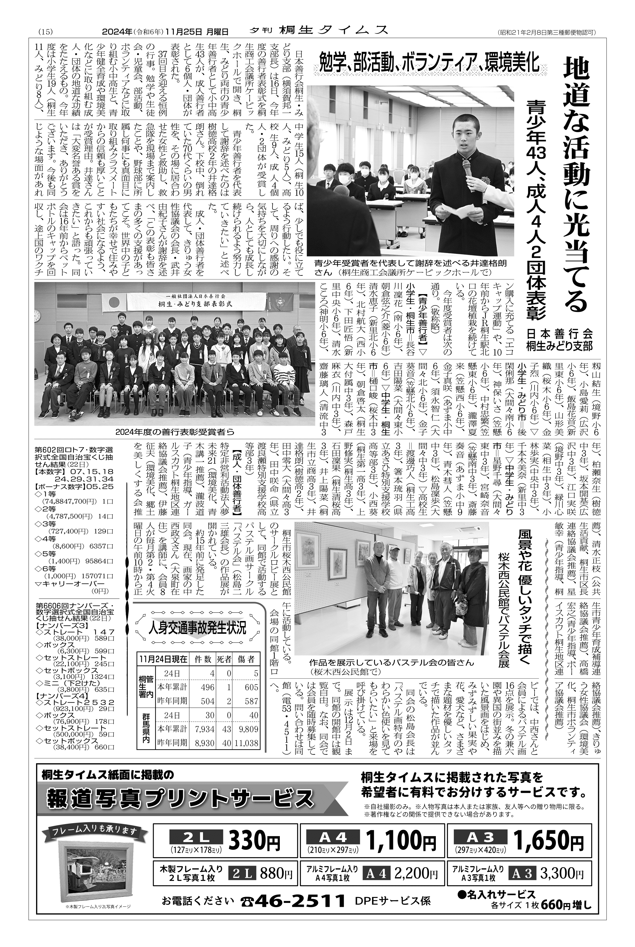 2024年11月25日の紙面（15面） | 桐生タイムス