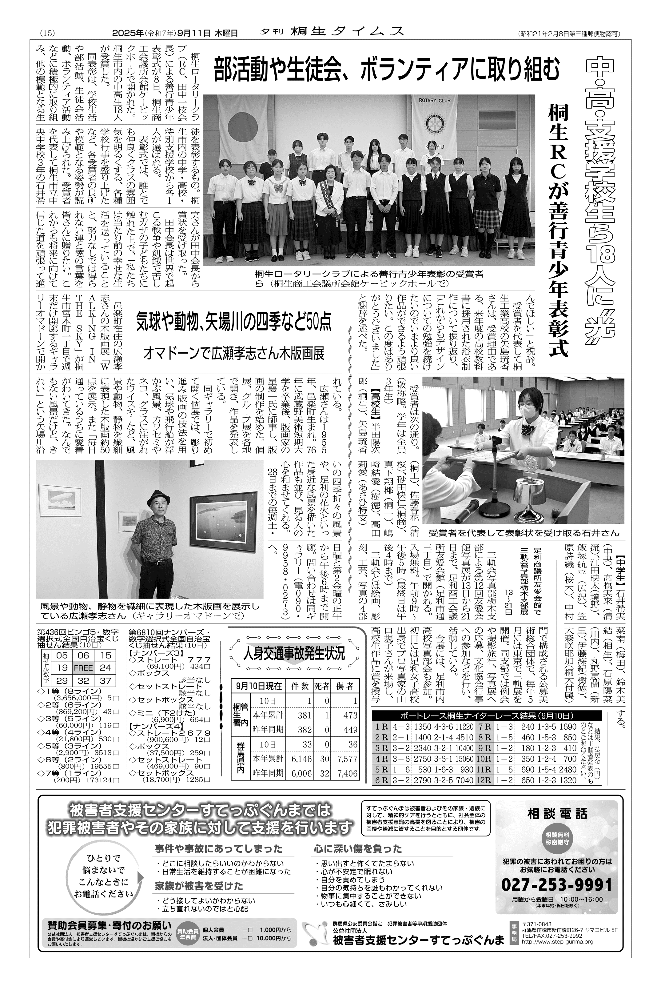 2025年09月11日の紙面（15面） | 桐生タイムス