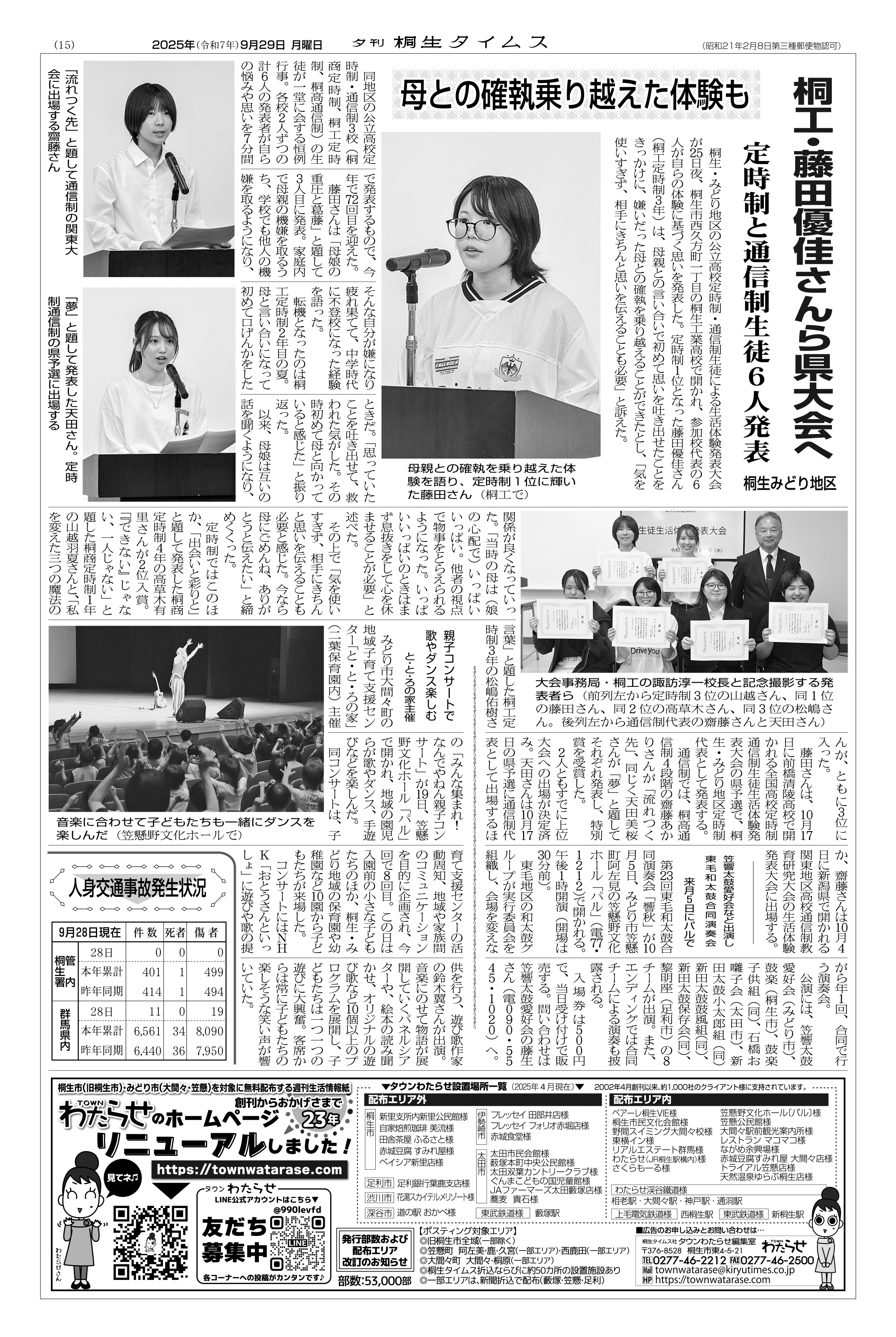 2025年09月29日の紙面（15面） | 桐生タイムス