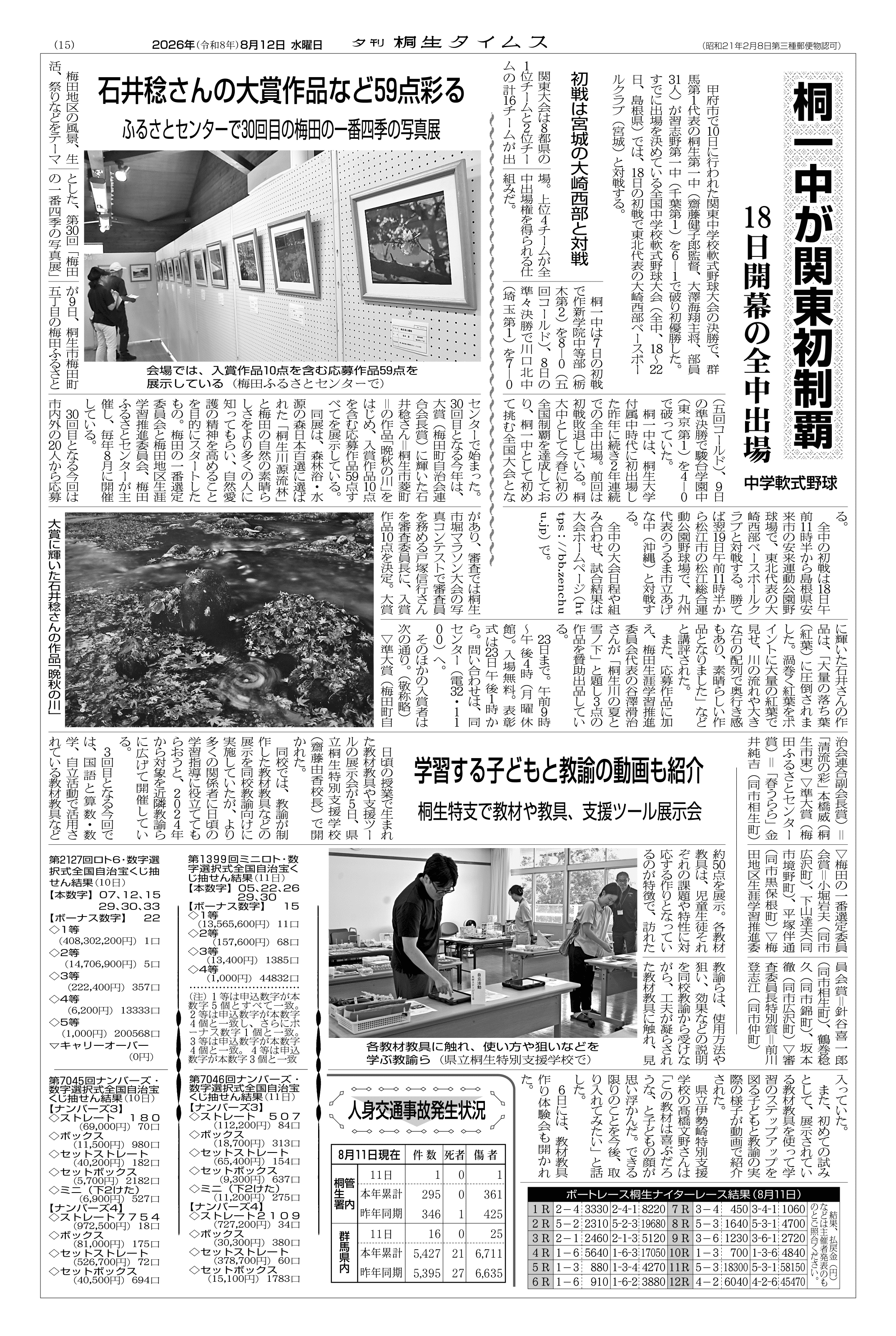 2026年08月12日の紙面（15面） | 桐生タイムス